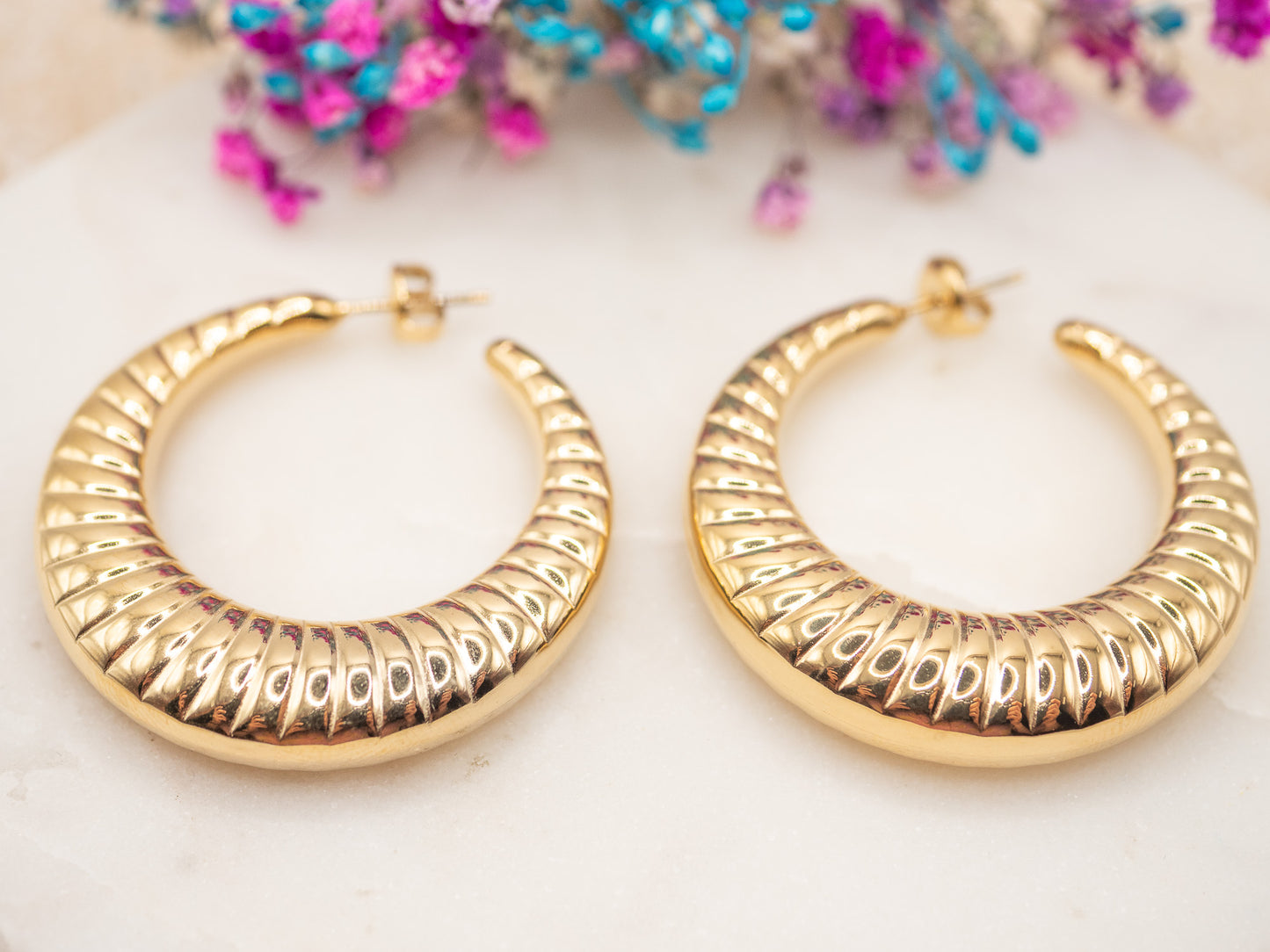 Boucles d'oreilles Cannelures Dorées