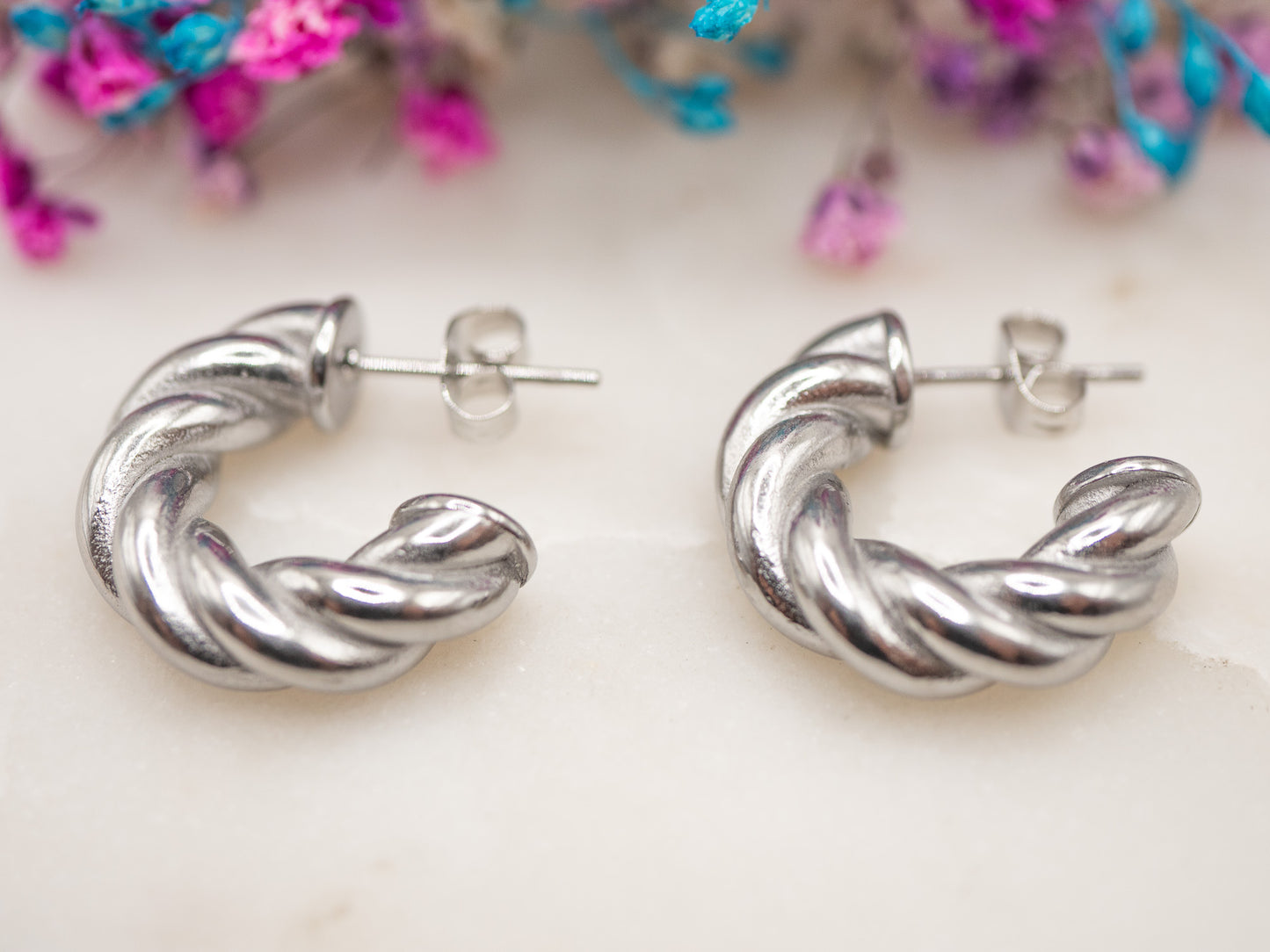 Boucles d'oreilles Torsade Azur