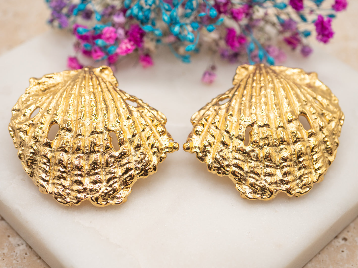 Boucles d'oreilles Coquille Dorée