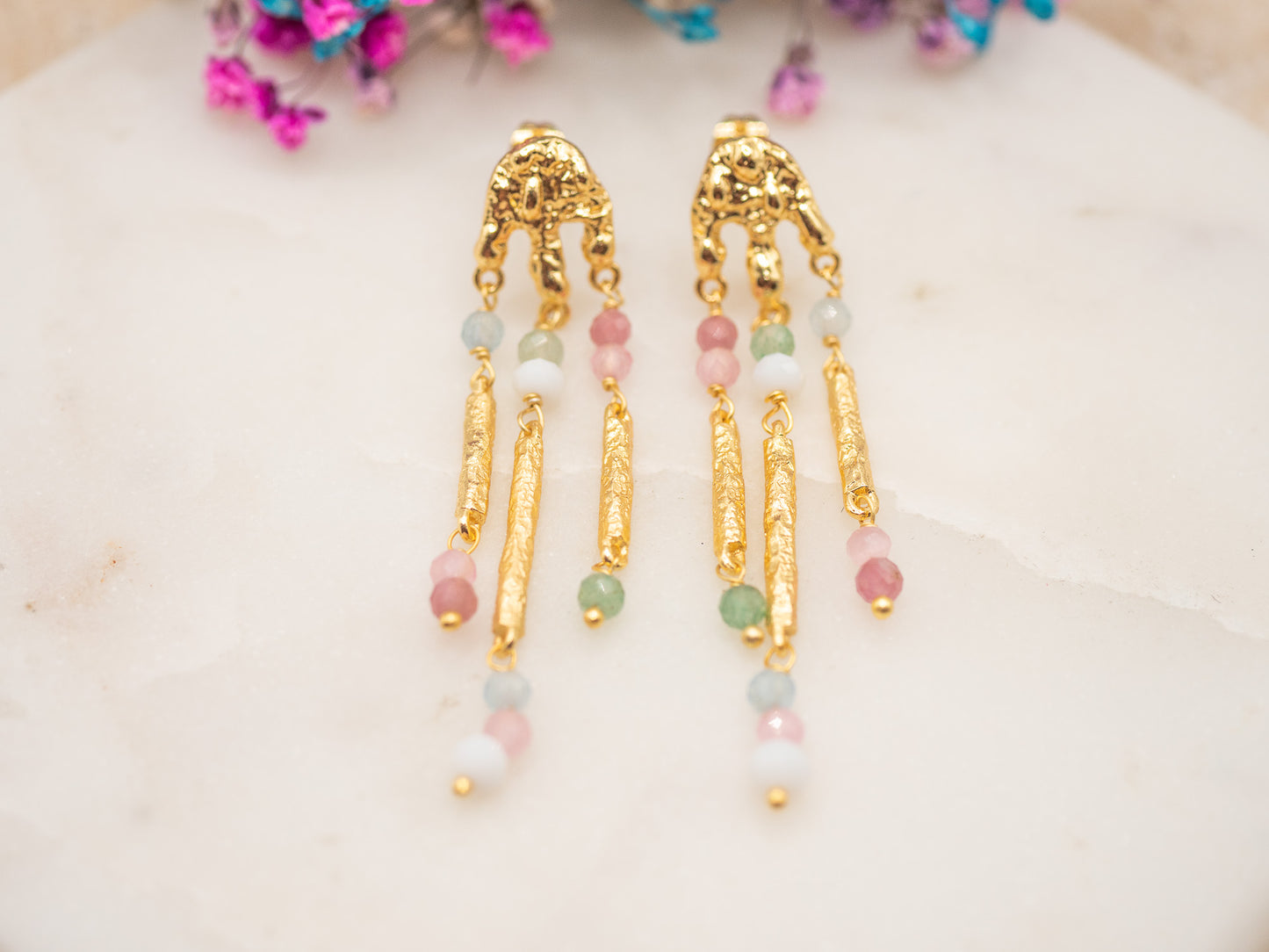 Boucles d'oreilles Frange Pastel