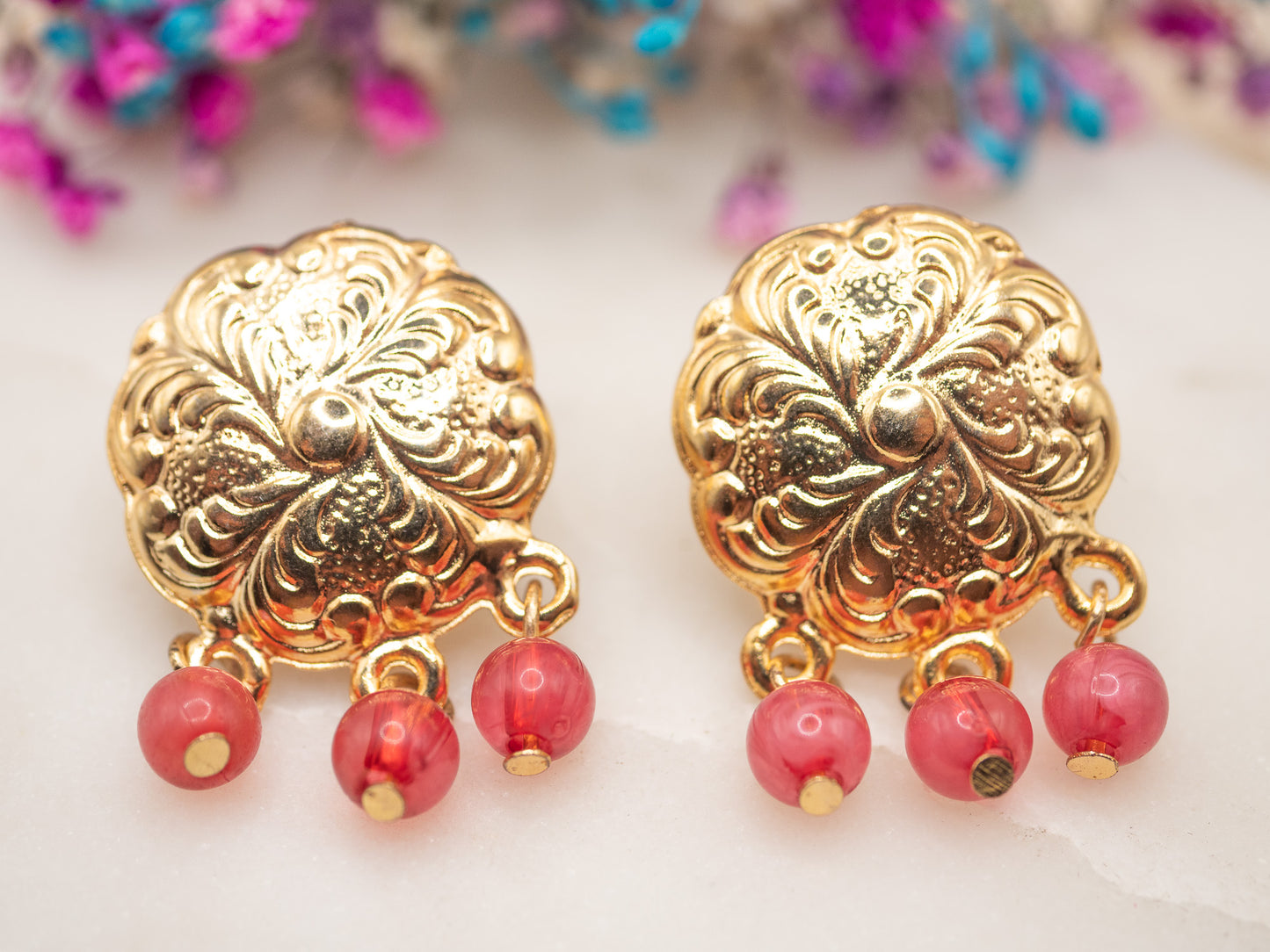 Boucles d'oreilles Rosée Fuchsia