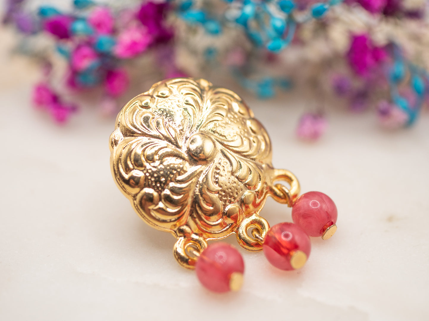 Boucles d'oreilles Rosée Fuchsia