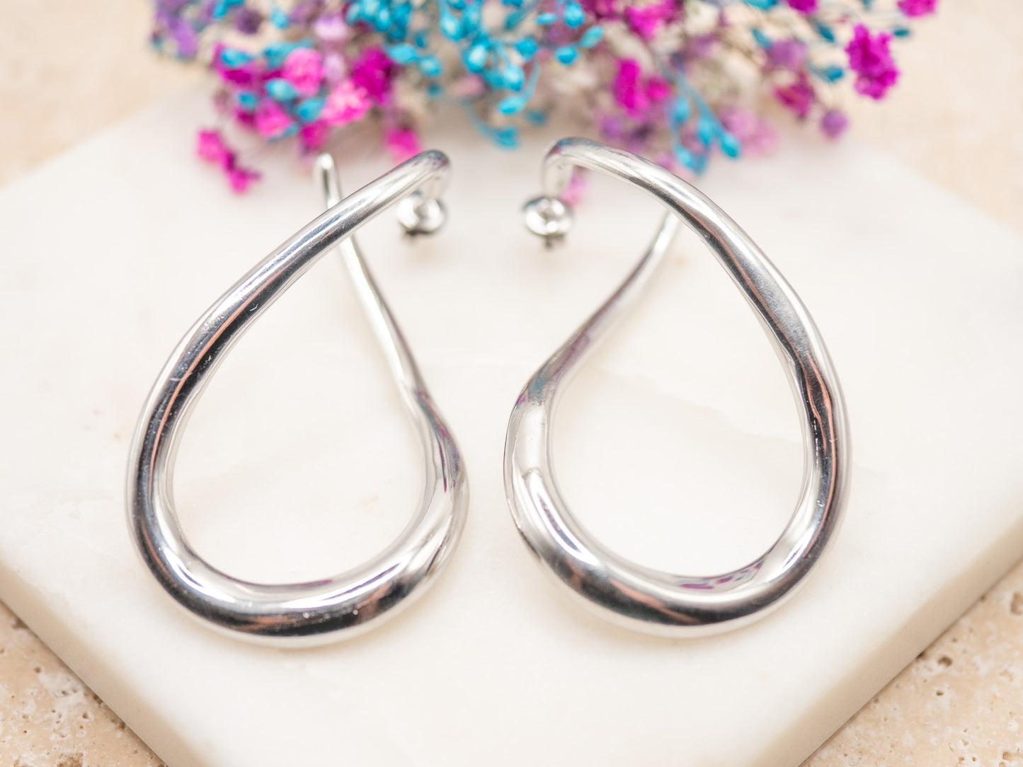 Boucles d'oreilles Vague Chrome