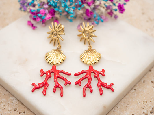 Boucles d'oreilles Corail Tropic