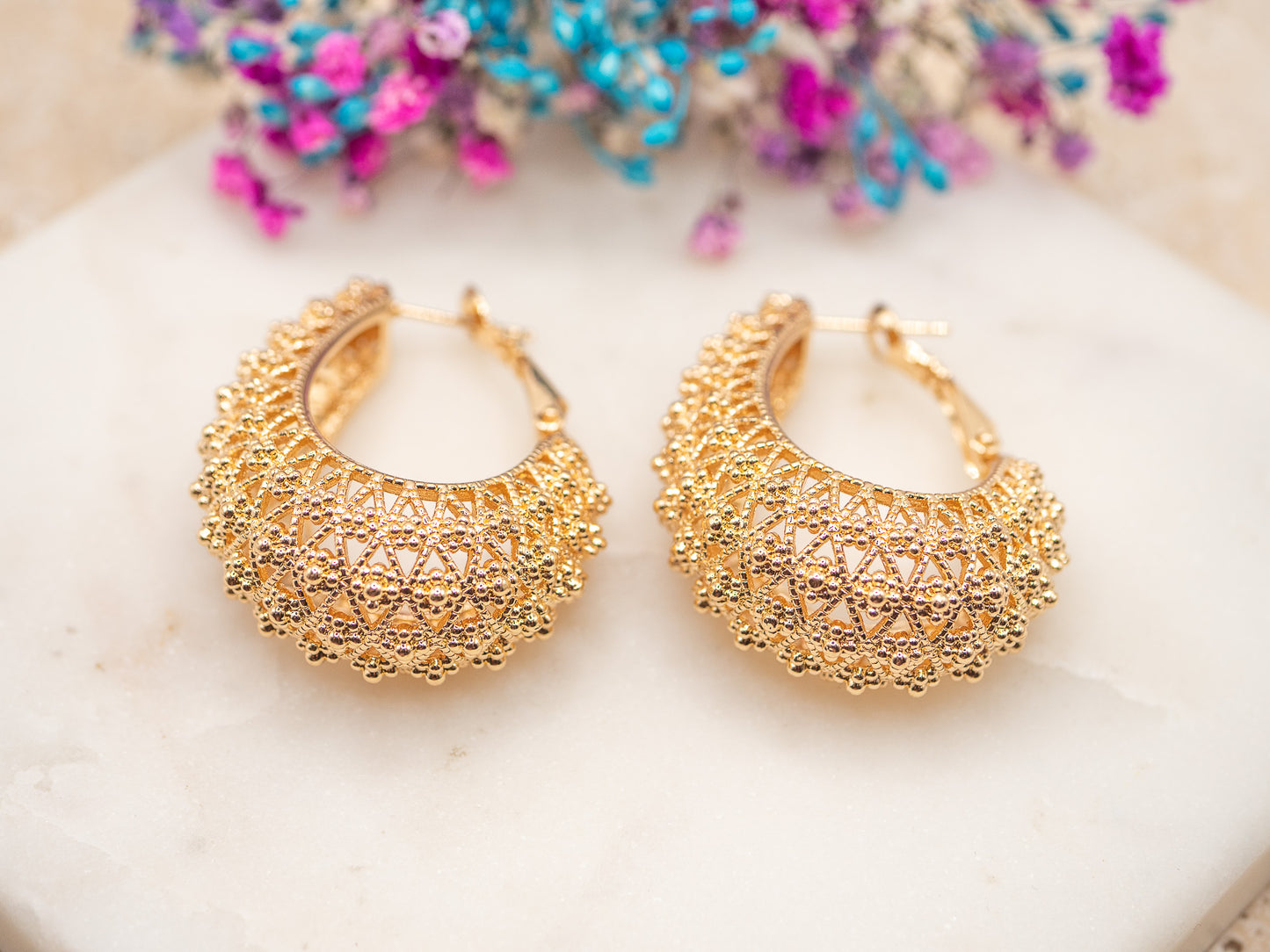 Boucles d'oreilles Dentelle Miel