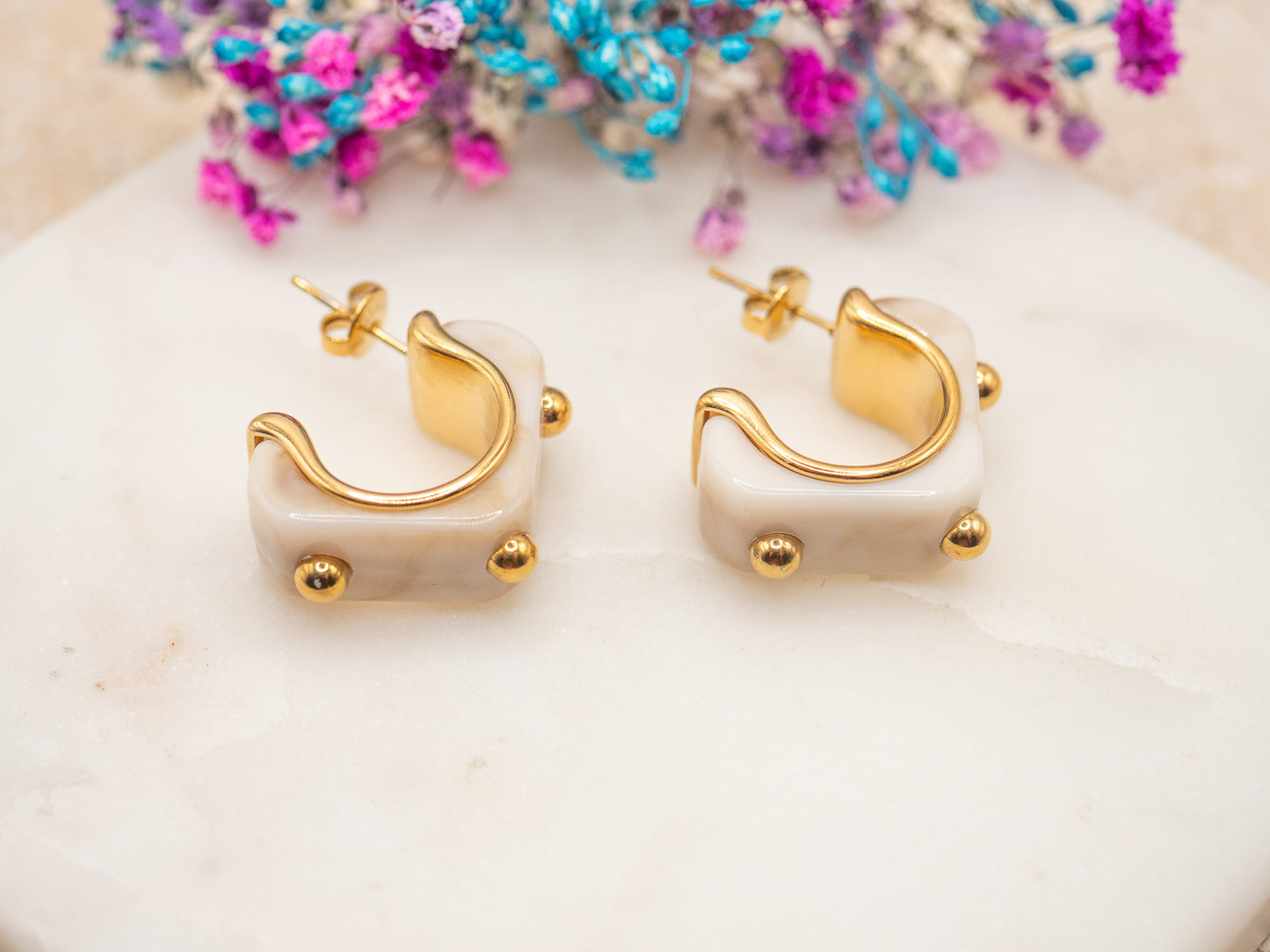 Boucles d'oreilles Écume Ivoire
