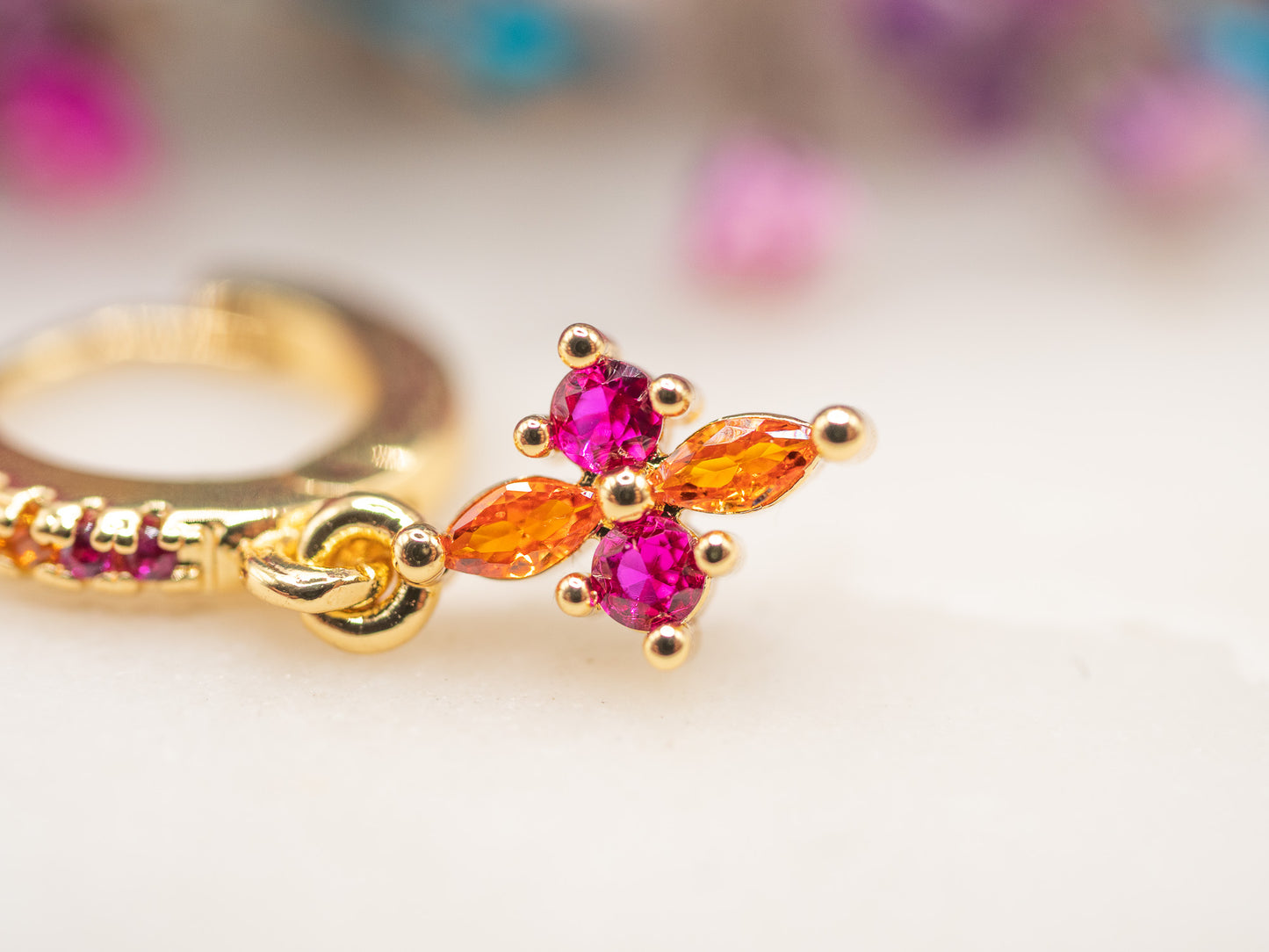 Boucle d'oreille unique Verrou Sunset
