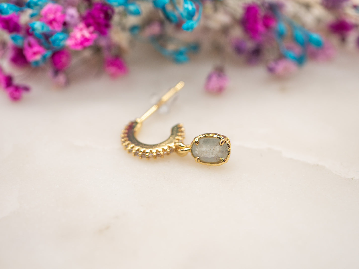 Boucle d'oreille unique Écume Dorée
