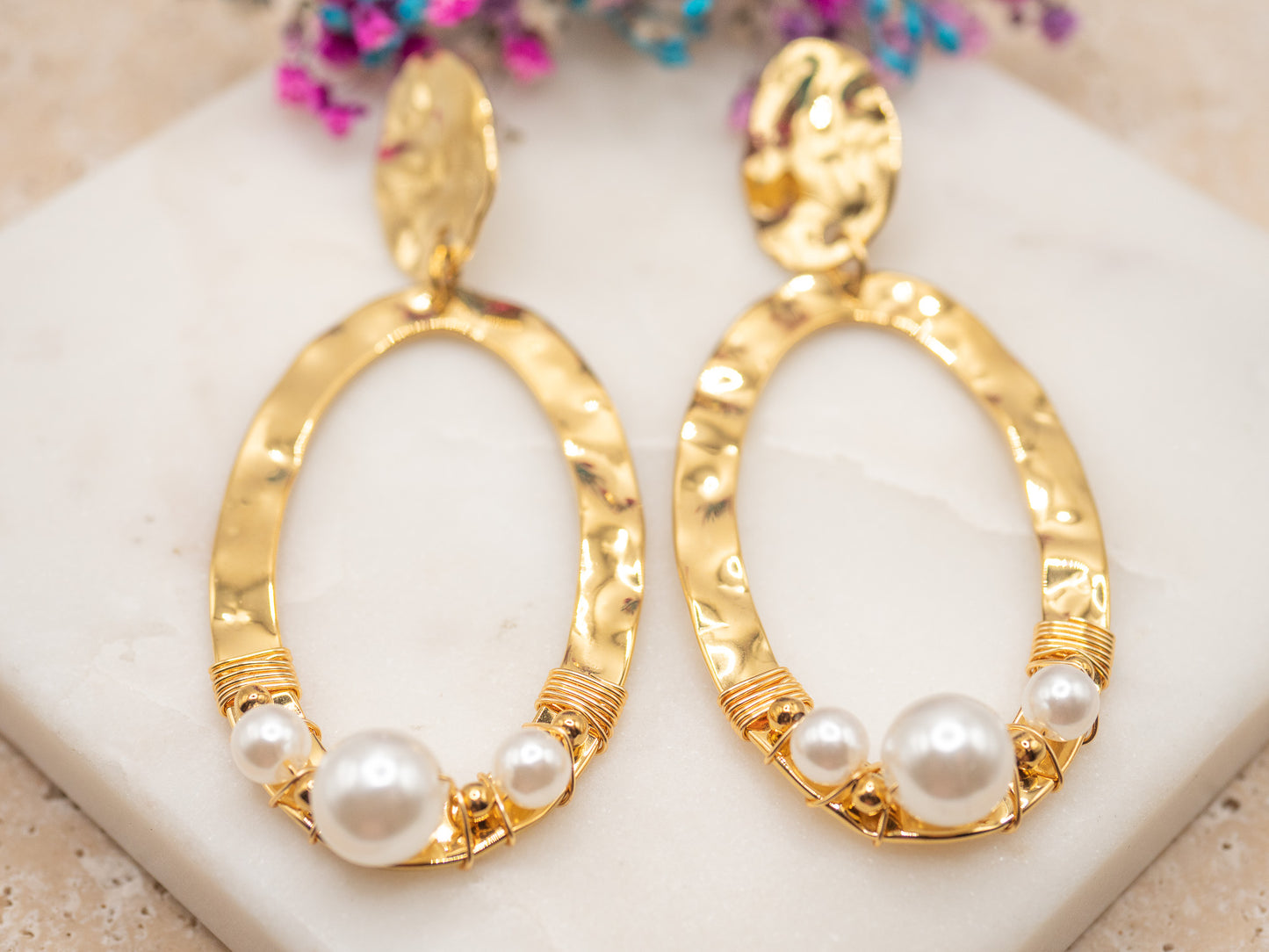 Boucles d'oreilles Perle Dorée