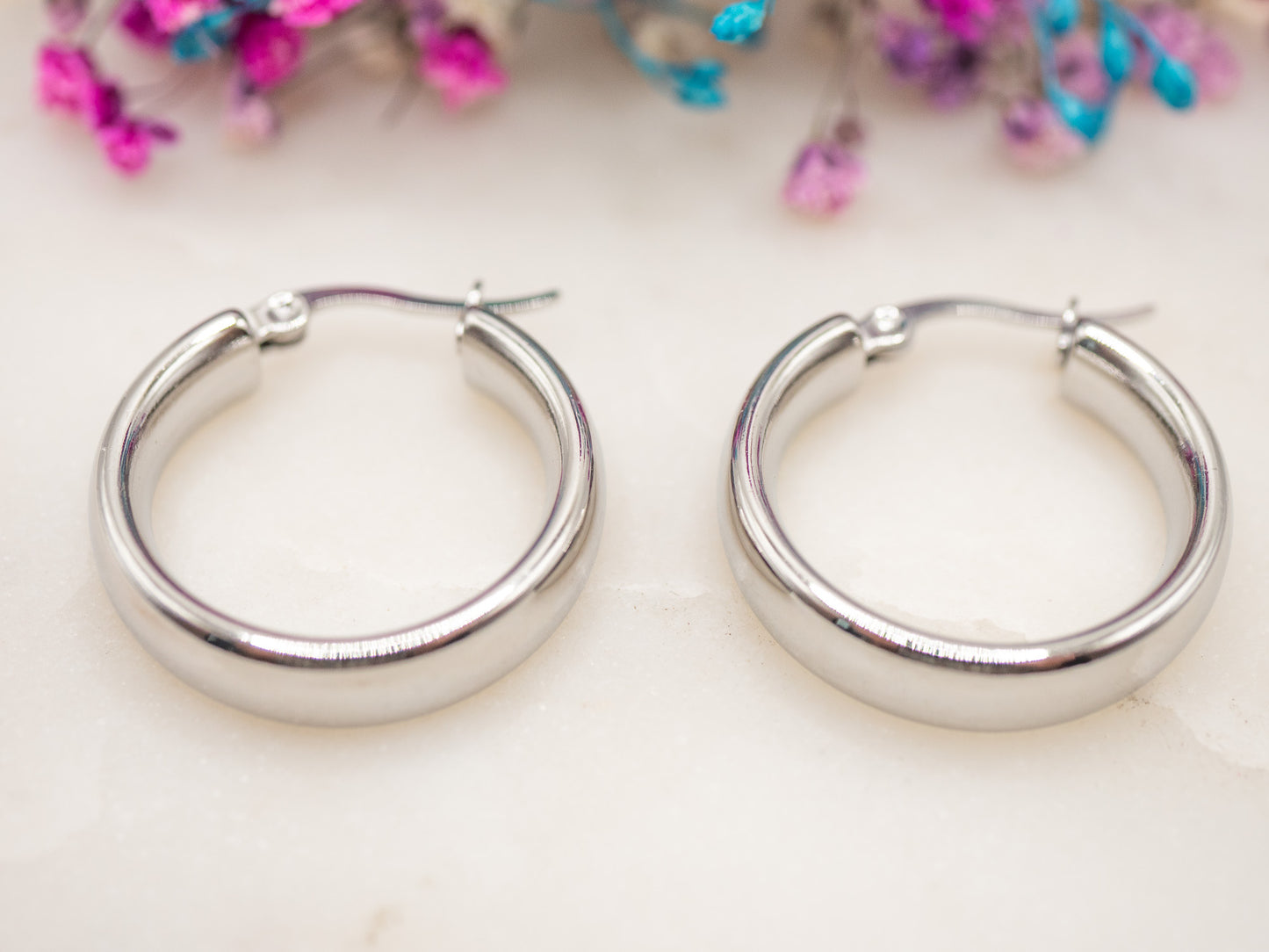 Boucles d'oreilles Anneau Chrome