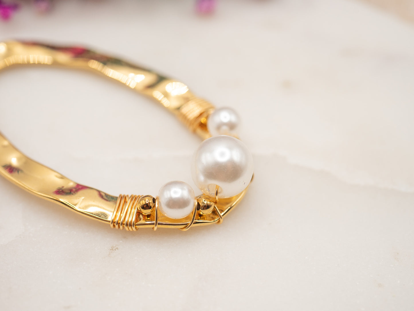 Boucles d'oreilles Perle Dorée