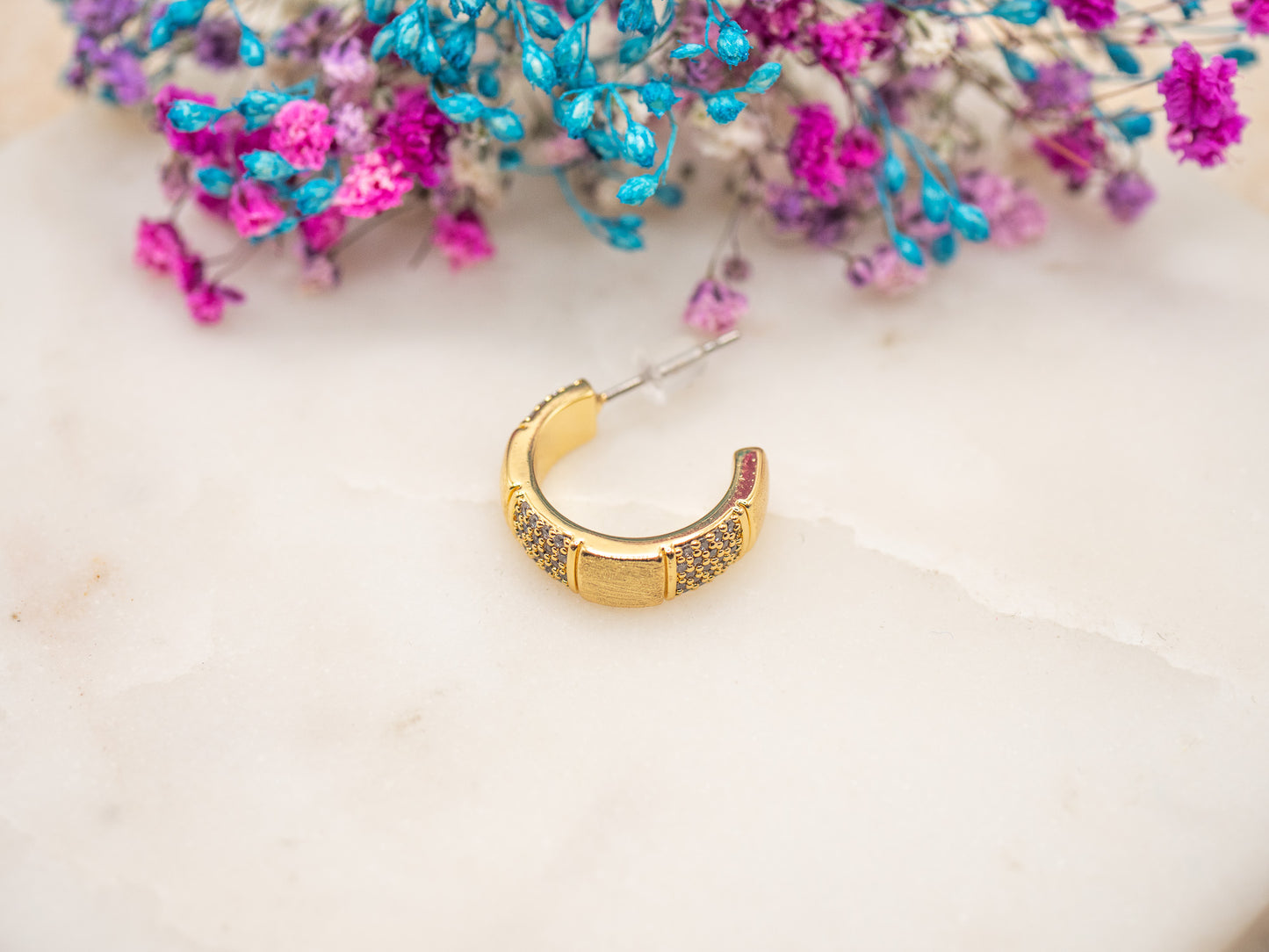 Boucle d'oreille unique Demi-Lune Miel