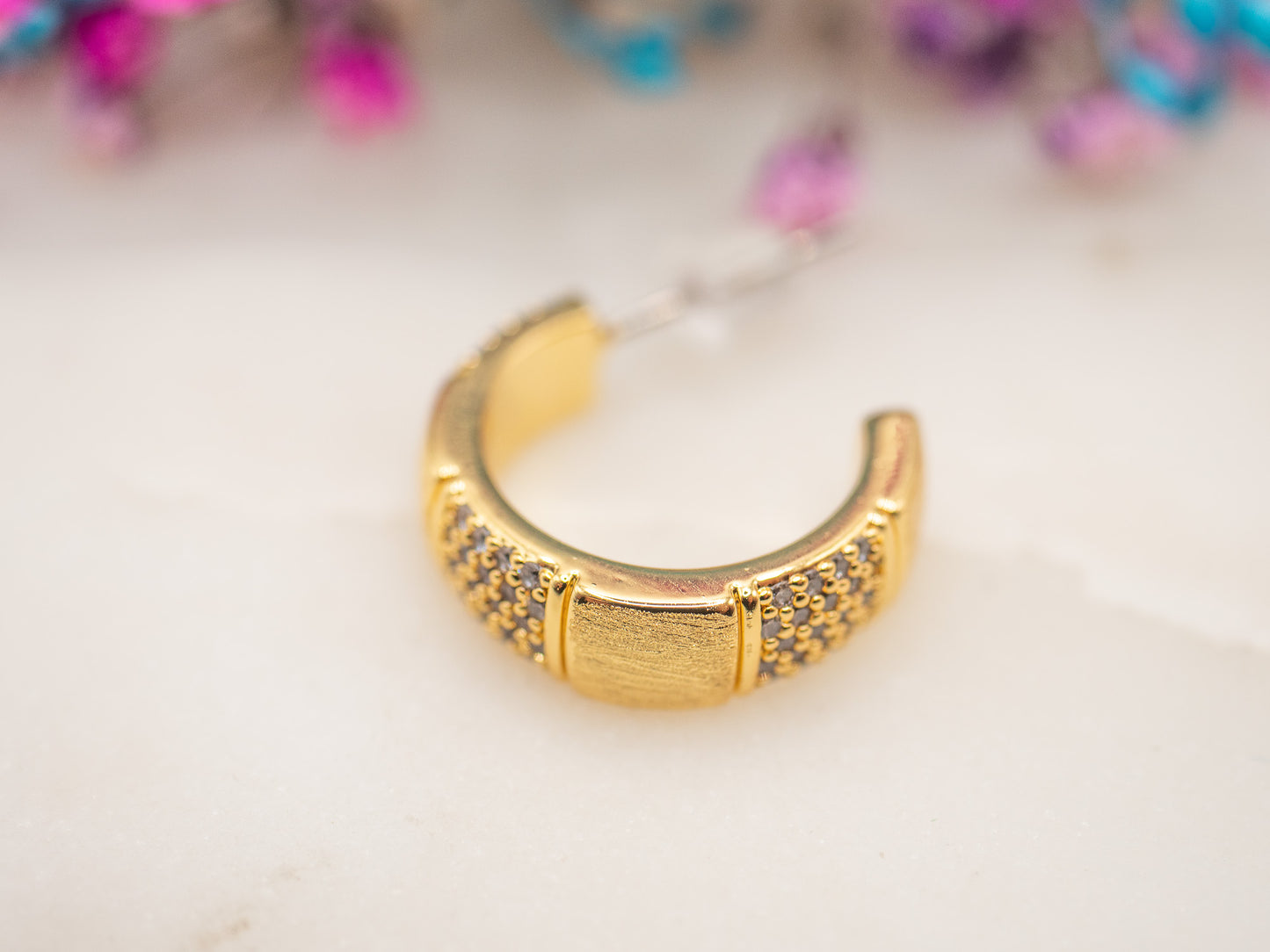 Boucle d'oreille unique Demi-Lune Miel