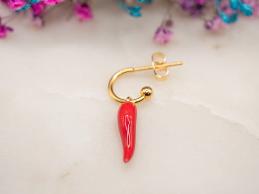 Boucle d'oreille unique Piment Soleil