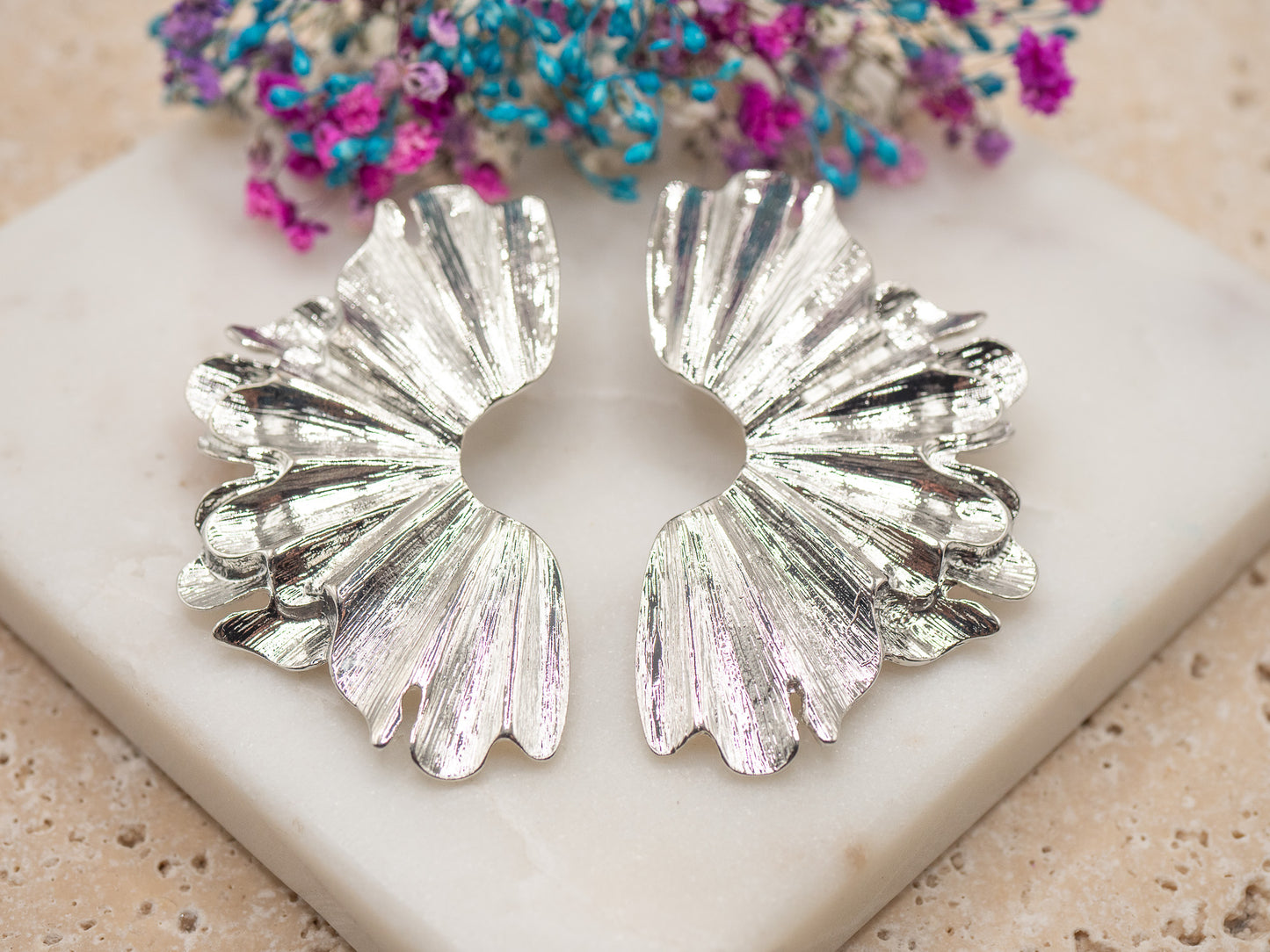 Boucles d'oreilles Éventail Nacré