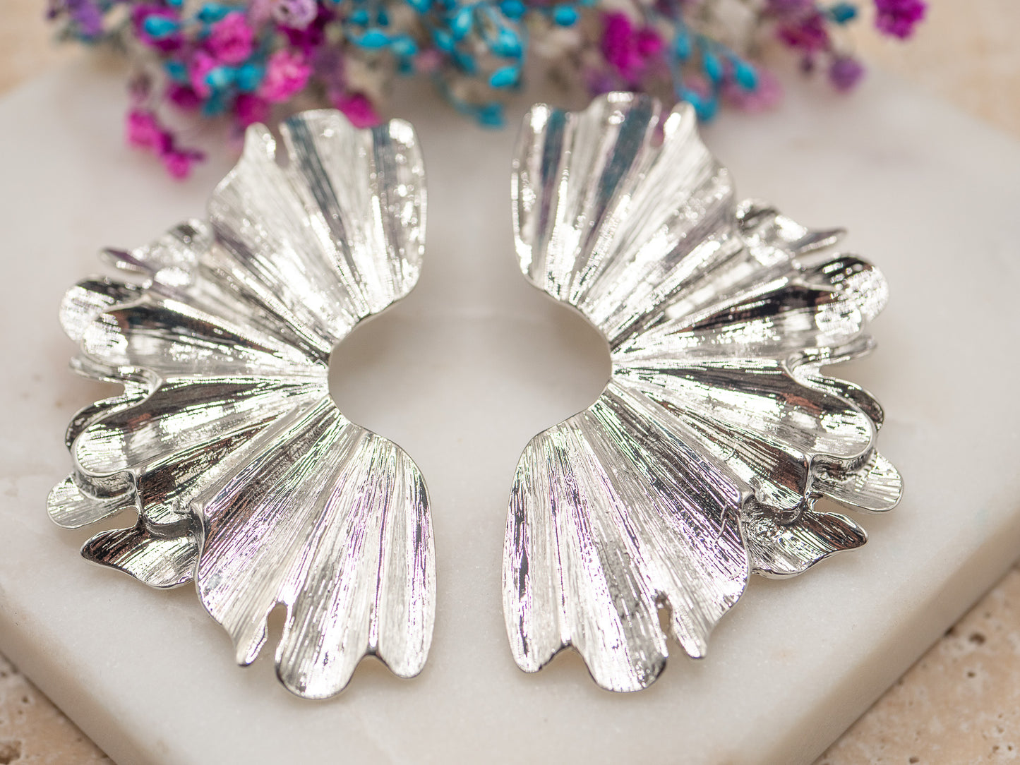 Boucles d'oreilles Éventail Nacré