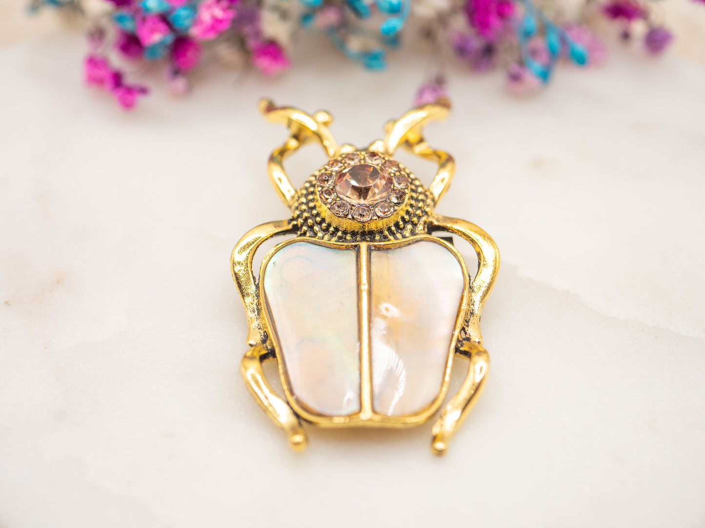 Broche Scarabée Nacré