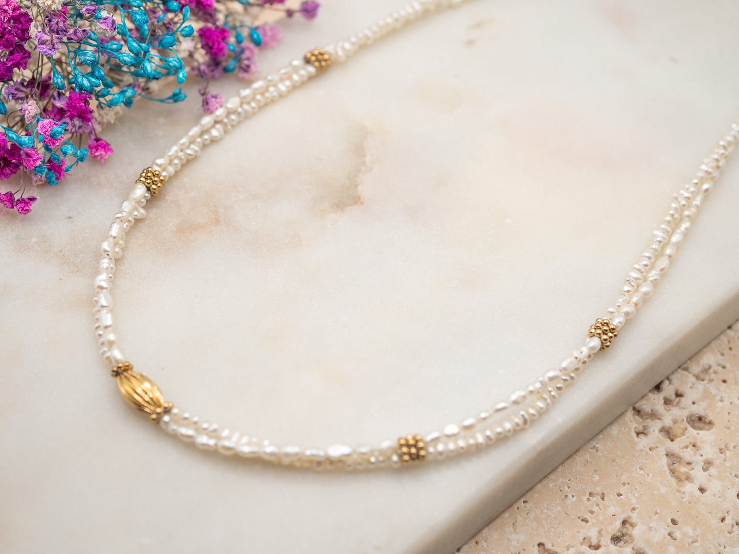 Collier Nacres Dorées
