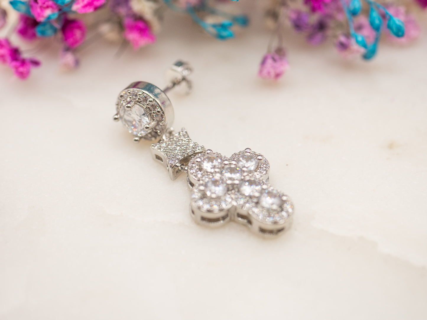 Boucles d'oreilles Croix Cristalline