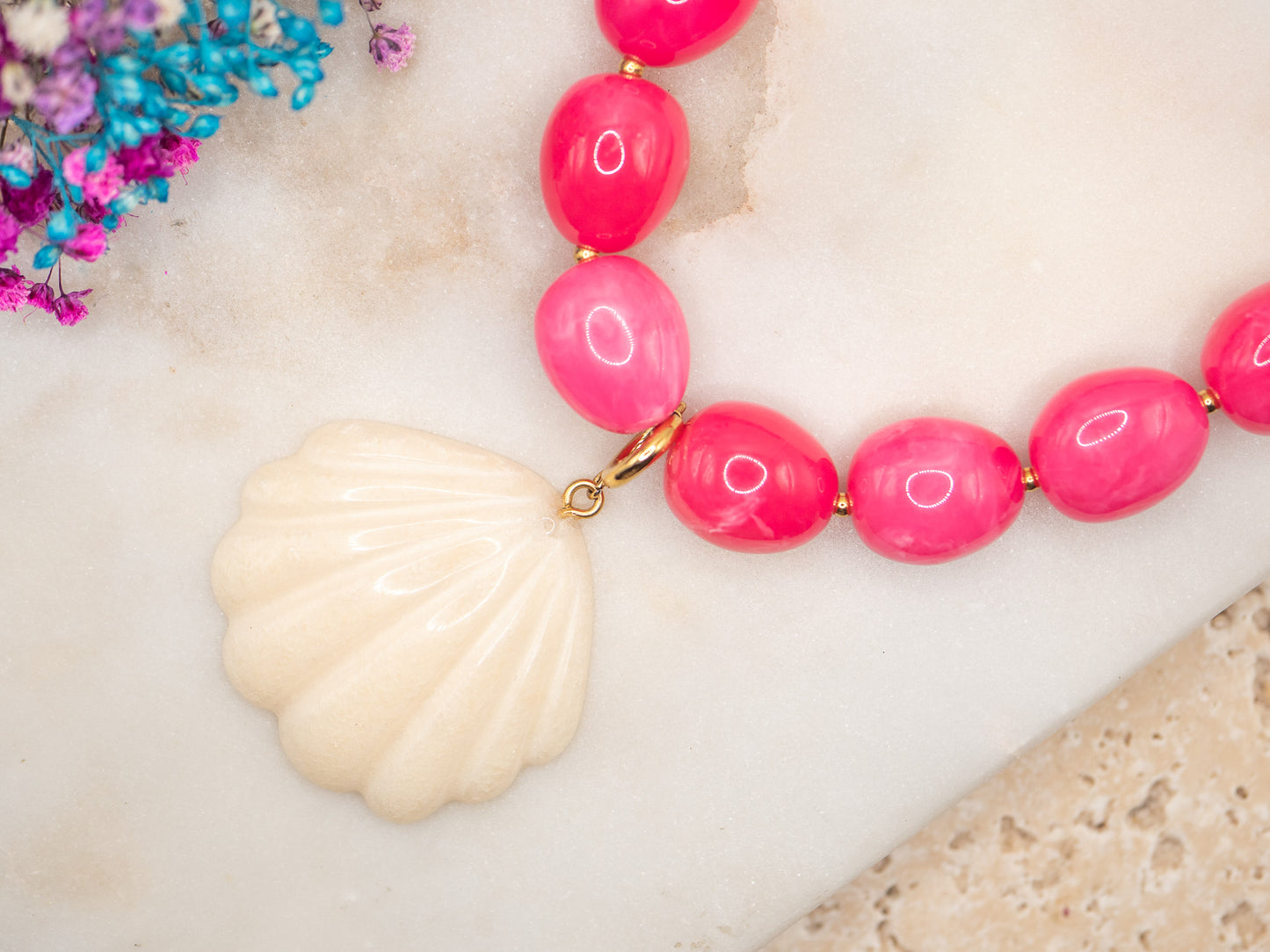 Collier Coquille Fuchsia