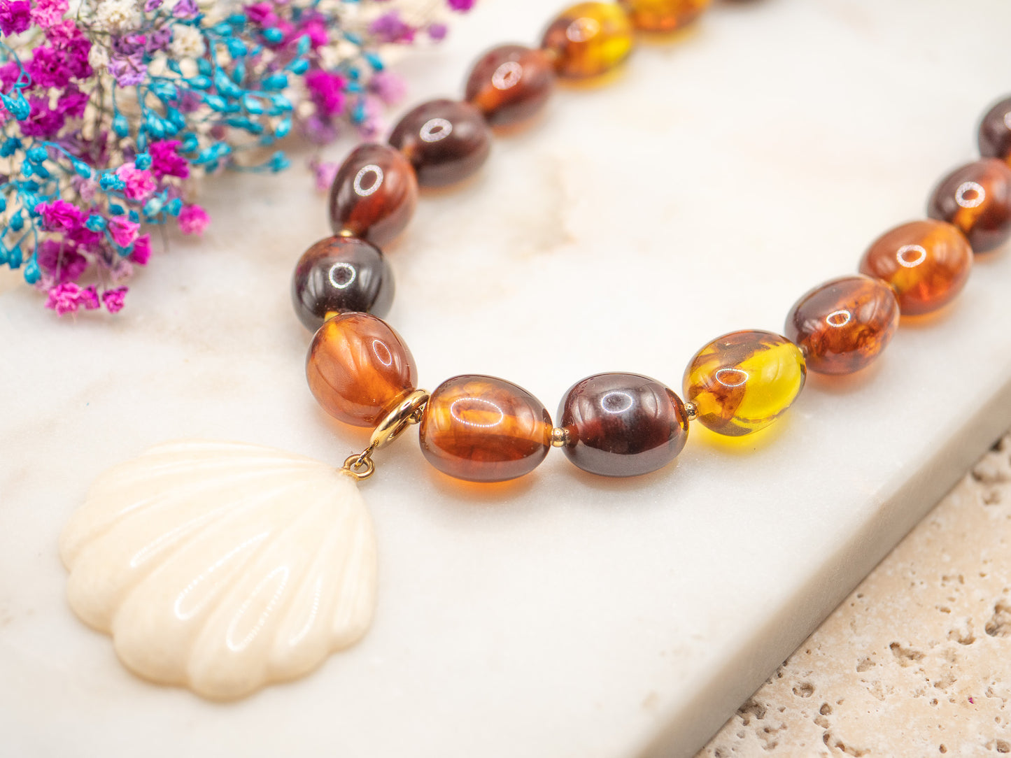 Collier Coquille Miel
