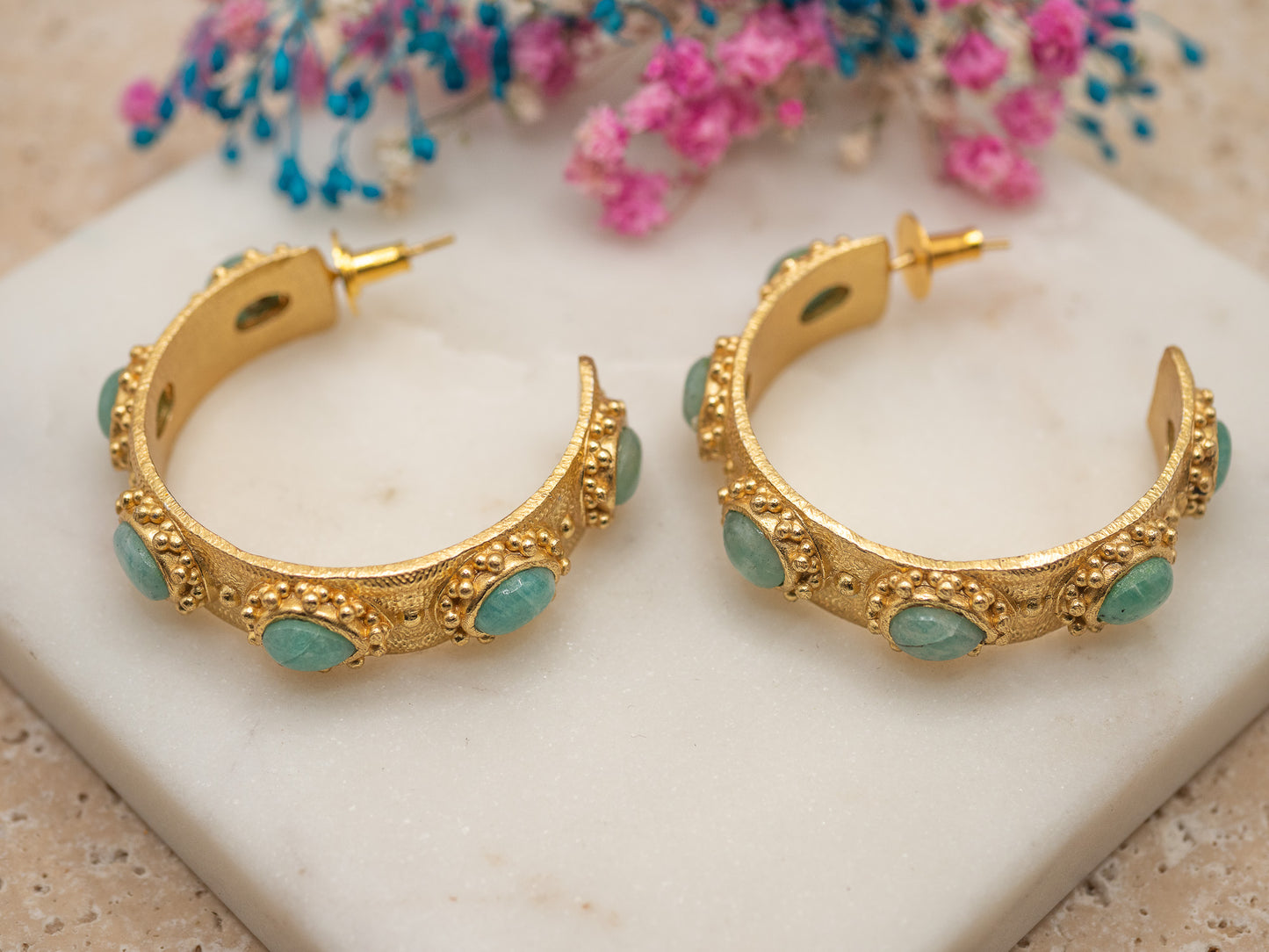 Boucles d'oreilles Laïa (turquoises)