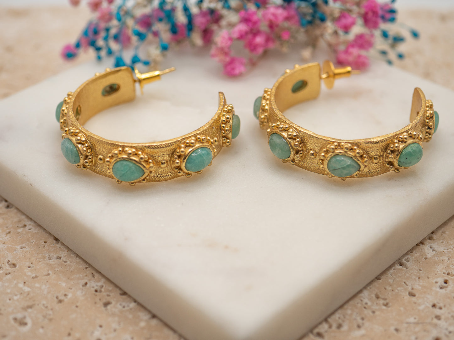 Boucles d'oreilles Laïa (turquoises)