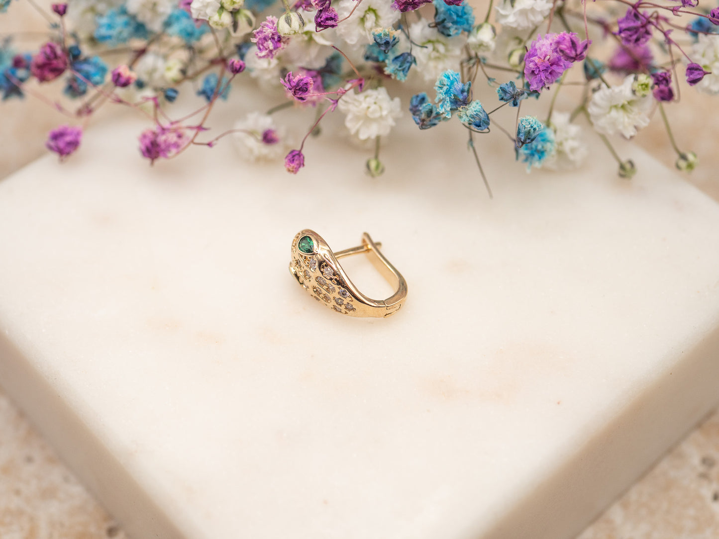 Boucle d'oreille unique Serpent