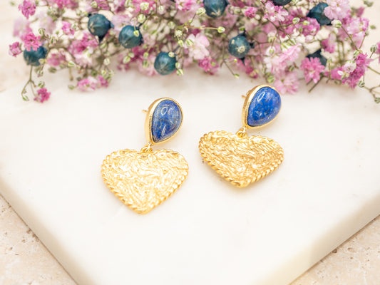 Boucles d'oreilles Cœur Lapis